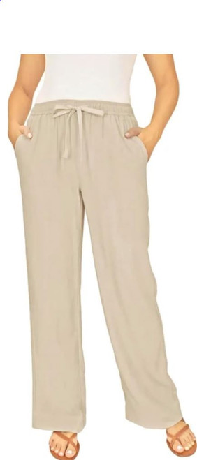Briggs Women's Pull-On Linen Blend Pant, Tan, Small