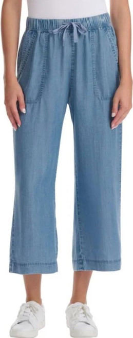 Splendid Women's Pull-On Wide Leg Crop Ankle Pant, Blue, 2X-Large