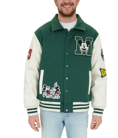 Disney Adult Unisex Varsity Patches Jacket, Green, Medium/Large Costco
