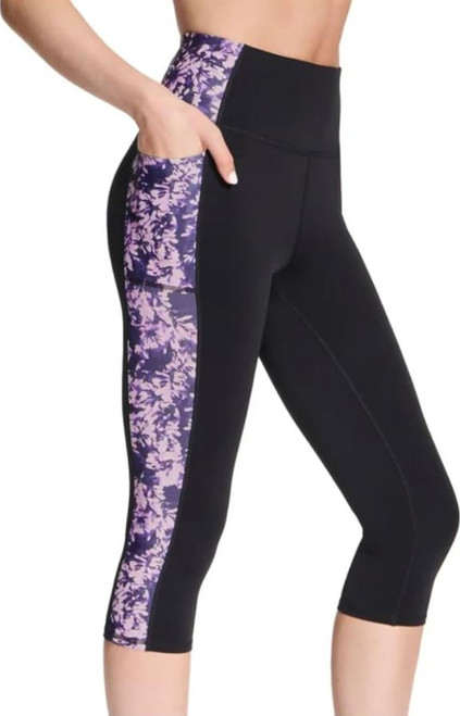 Skechers Gowalk Women's Active Stretch Moisture Wicking Capri Legging Pant, Floral Black, X-Large