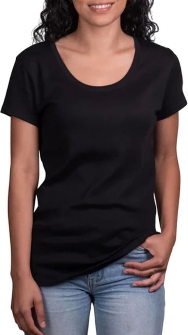 Kirkland Signature Women's Scoop Neck Short Sleeve Pima Tee, Black, Large