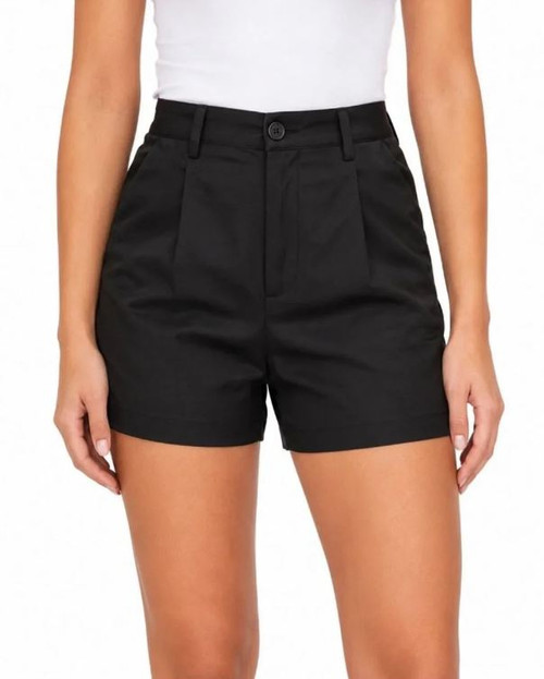 Jachs Girlfriend Women's High Waist Pleated Shorts, Black, 14