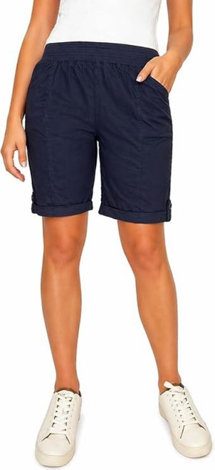 Briggs Women's Pull On Bermuda Short With Pockets, Navy, X-Large