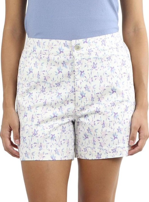 Jachs Girlfriend Women's Chino Shorts Stretch Satin Elastic Waist, White, X-Large