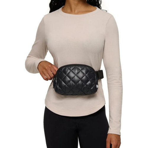 LOLË Unisex Quilted Belt Bag, Black, One size