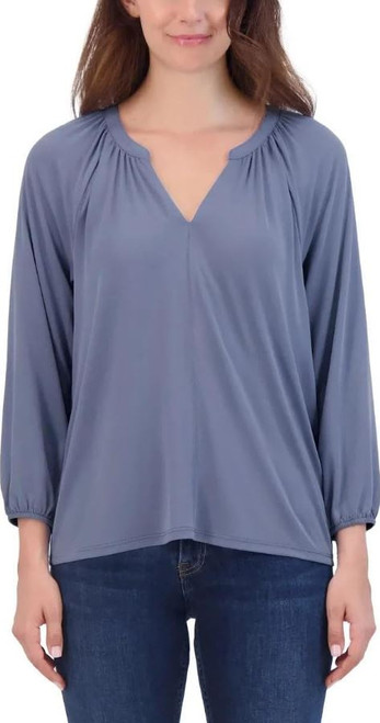 Lucky Brand Women's Notch V-Neck Top, Delft, Medium
