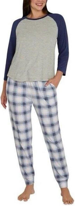 Eddie Bauer Women's 2 Piece Ultra Soft Sleep Pajama Lounge Set, Blue, Medium