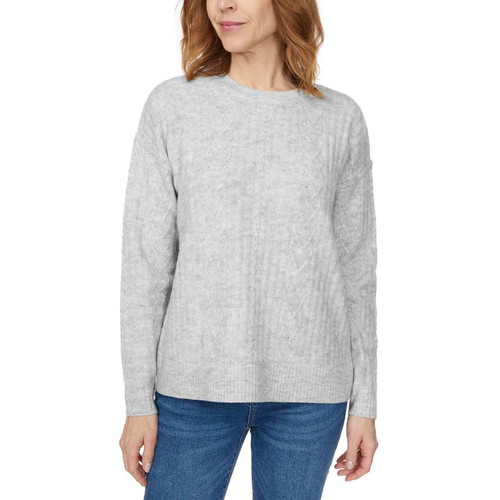 Legendary Outfitters Women's Cable Crewneck Sweater, Heather Gray, Small