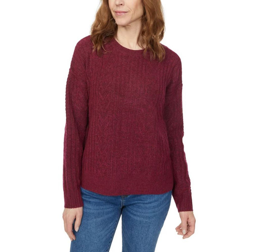Legendary Outfitters Women's Cable Crewneck Sweater, Garnet, Large