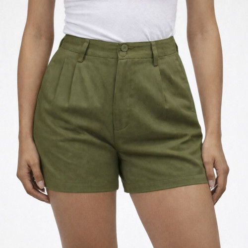 Jachs Girlfriend Women's High Waist Pleated Shorts, Green, 8