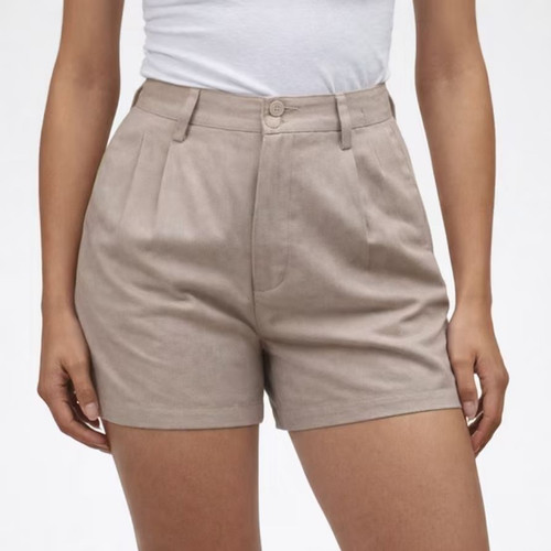 Jachs Girlfriend Women's High Waist Pleated Shorts, Tan, 12