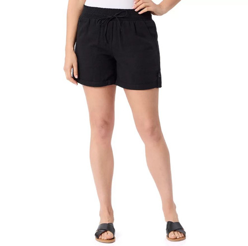 Briggs Women's Linen Blend Pull On Shorts, Black, Medium
