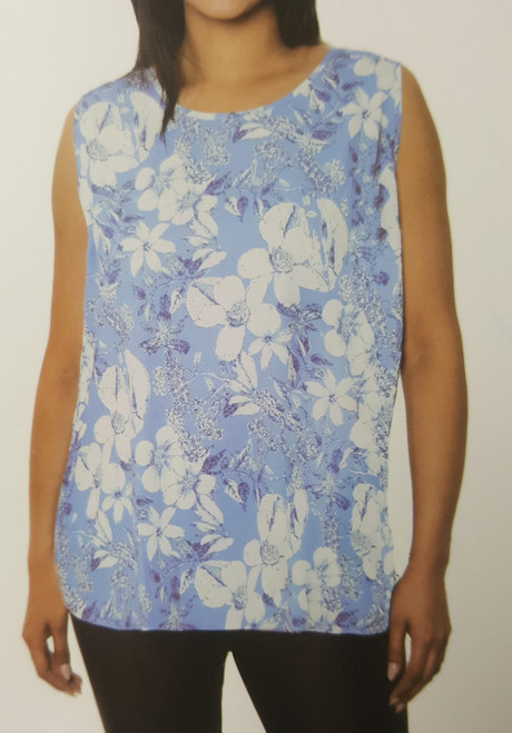 Mario Serrani Sleeveless Scoop Neck Top, Blue, Large