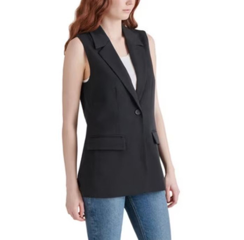 Steve Madden Women's Blazer Vest, Black, Small