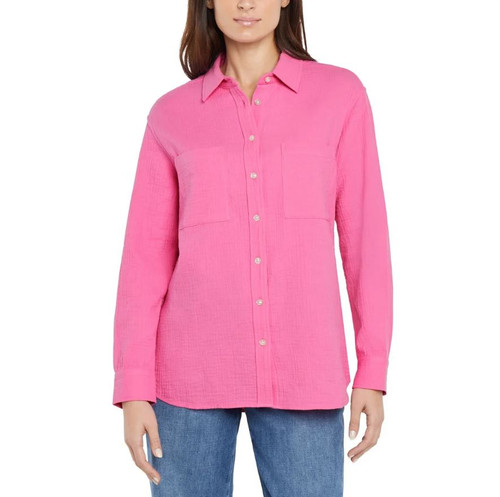 Gap Women's Gauze Button Front Shirt, Pink, 2X-Large