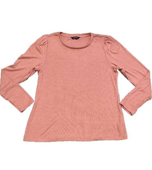 Well Worn Women's Long Sleeve Crewneck Shirt Top, Pink, Large