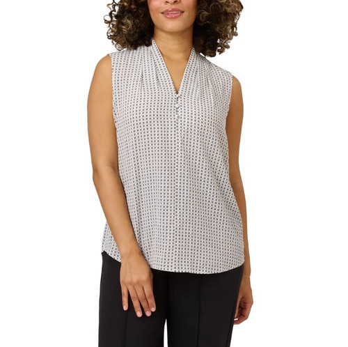Adrianna Papell Women's Sleeveless V-Neck, White, Large