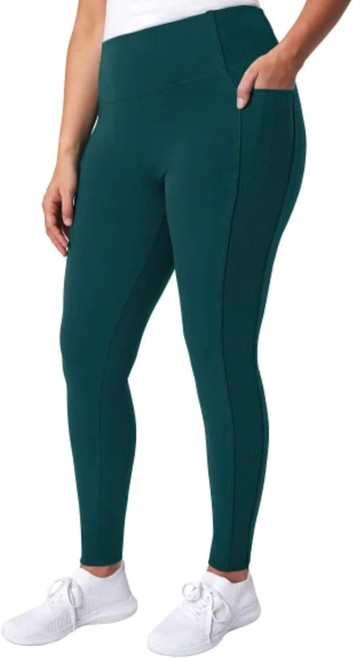 Mondetta Women's High Rise Ribbed Panel Legging, Green, Small