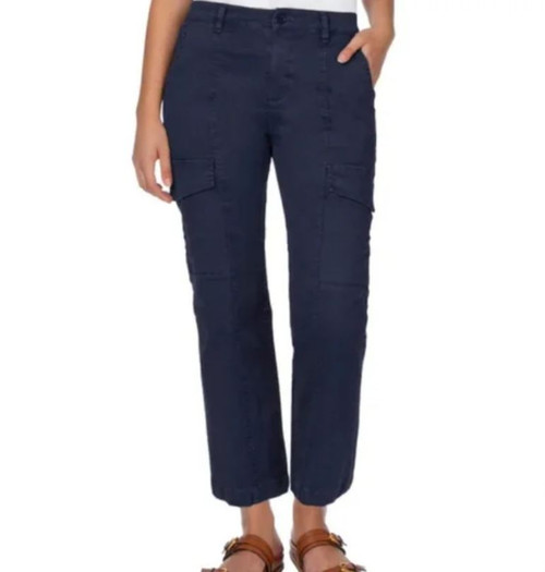 Well Worn Women's Twill Cargo Pant, Twill Stretch Pockets, Navy, 10