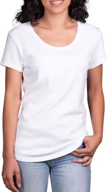 KIRKLAND Signature Women's Scoop Neck Short Sleeve Pima Tee, White, X-Small