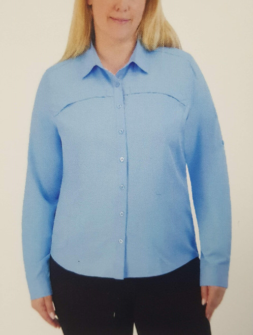 Pacific Trail Women's Shirt Long Sleeve Top, Blue, Large