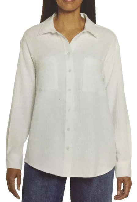 Gap Women's Gauze Button Front Shirt, White, 2X-Large