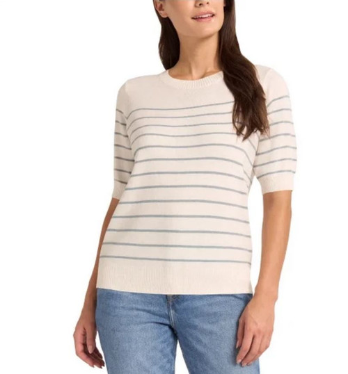 Matty M Women's Short Sleeve Sweater, Heather Oatmeal, X-Large