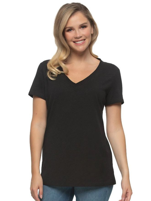 Felina Women's Slub Jersey V-Neck Tunic, Black, Medium