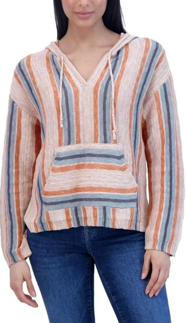 Lucky Brand Women's Baja Sweater Hoodie, Natural Multi, X-Large