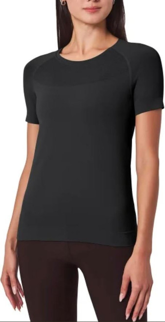 Mondetta Women's Short Sleeve Fitted Active Seamless T-Shirt, Black, Medium