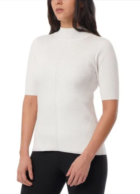 CYRUS Women's Mock Neck Top, 3/4 Sleeve, White, X-Small