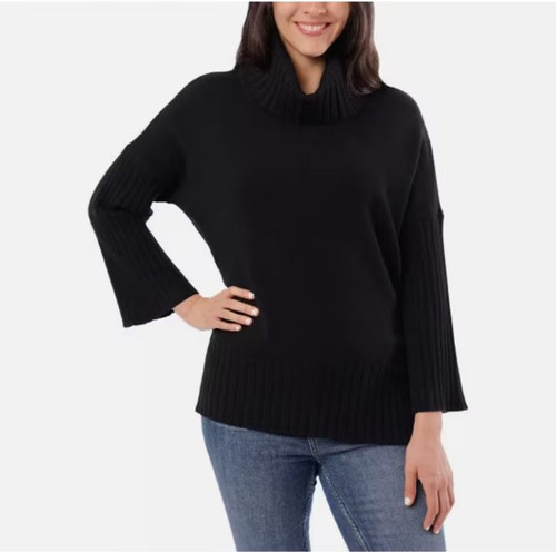CYRUS Women's Cowl Neck Sweater, Medium Heather Black, 2X-Large