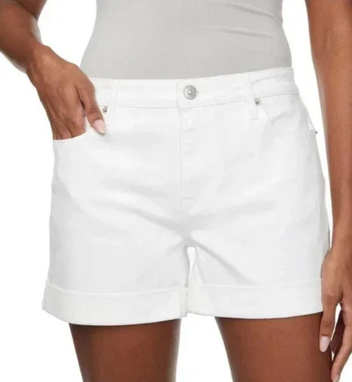 Hudson Los Angeles Mid Rise Premium Denim Short, White, 10