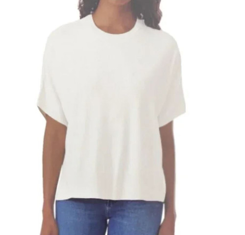 Splendid Women's Boxy Short Sleeve Sweater Top, Cream, Medium