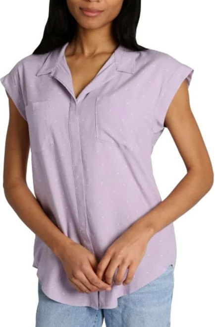 Jachs Girlfriend New York Women's Button Front Blouse, Purple, X-Large