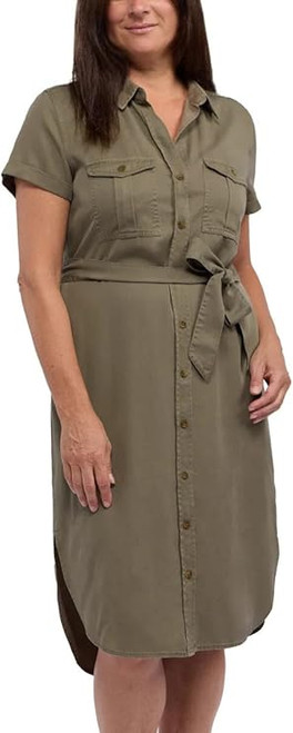 Teddi Rose Women's 100% Tencel Button Front Shirt Dress, Green, XXL