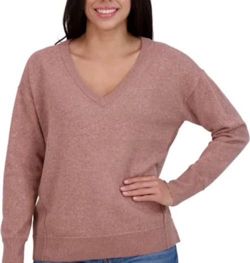 Lucky Brand Women's Soft Long Sleeve V-Neck Sweater, Cognac, Large
