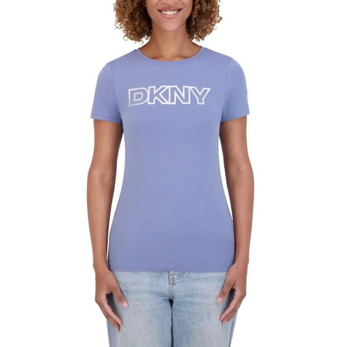 DKNY Women's Sport Women's Short Sleeve Logo Tee, Purple, Medium