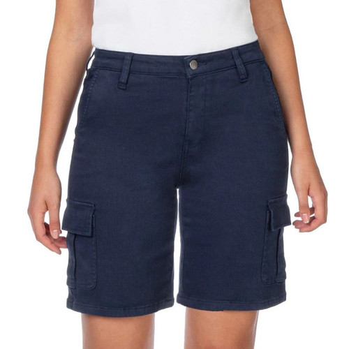 Well Worn Women's Cargo Bermuda High Rise Short, Navy, 8