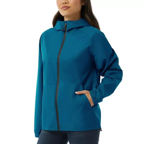 32 Degrees Unisex Waterproof Lightweight Rain Jacket, Blue, Medium/Large