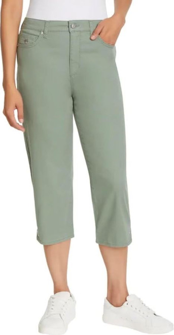 Gloria Vanderbilt Women's Amanda High Waisted 5 Pocket Capri Pant, Green, 16