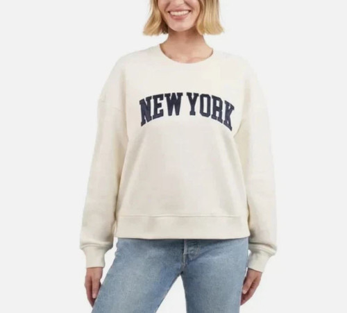 Elle Sport Women's Sweatshirt New York Print, Cream, Small