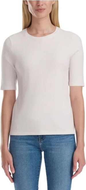 Splendid Women's Stretch Knit Ribbed Elbow Sleeve Top, Cream, Large