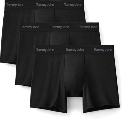 Tommy John Men's Essential Modal Boxer Brief Underwear 3Pack,Black, Medium