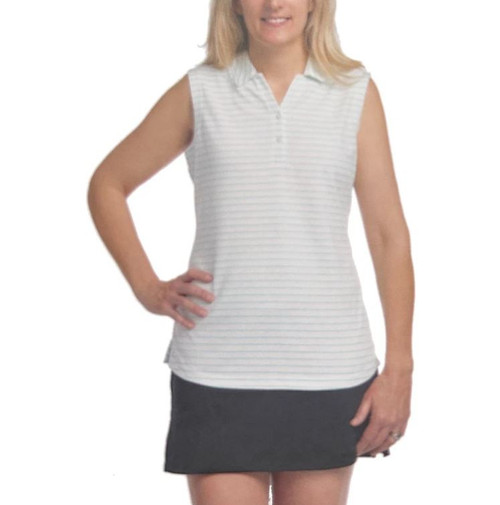 Pebble Beach Women’s Dry-Luxe™ Performance Sleeveless Golf Polo, White/Green, Small