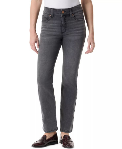 Gloria Vanderbilt Women's Shape Effect Tummy Sculpt Straight Wide Leg, Black, 4