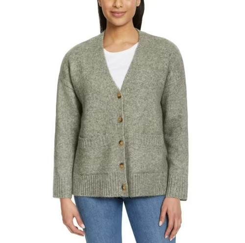 Ella Moss Women's Button Front Cardigan, Relaxed Fit, Green, Large