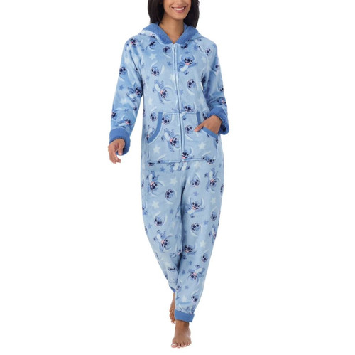 Disney Stitch Women's One Piece Pajama, Blue, X-Small