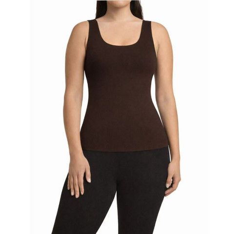Danskin Women's Crescent Bra Tank Top, Espresso, Large