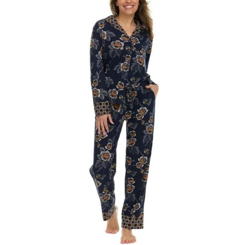 Vera Bradley Pajama 2 Piece Pajama Set Button Down, Blue, Large
